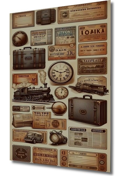 Tren Yolculuğu Yağlı Boya Görünümlü Ahşap Dekoratif Tablo Dikdörtgen Tablo modelleri