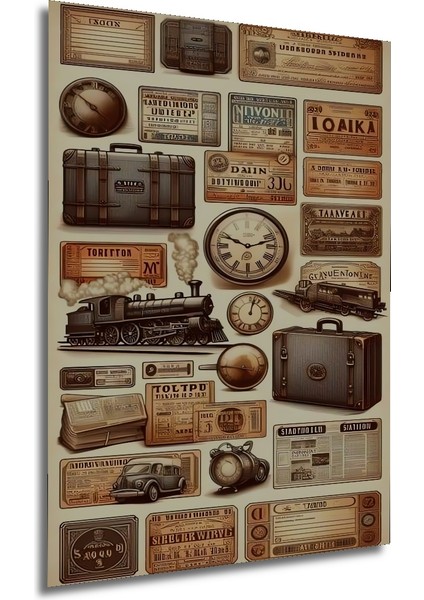 Tren Yolculuğu Yağlı Boya Görünümlü Ahşap Dekoratif Tablo Dikdörtgen Tablo fırsatları