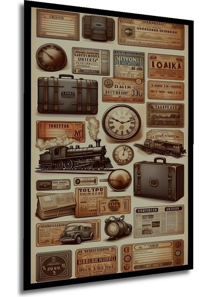 Tren Yolculuğu Yağlı Boya Görünümlü Ahşap Dekoratif Tablo Dikdörtgen Tablo