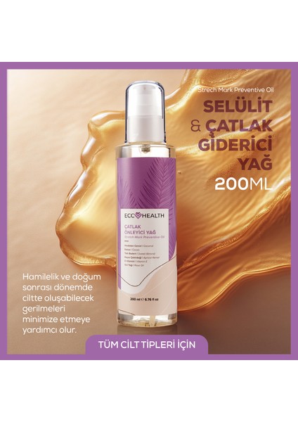 Sıkılaştırıcı ve Selülit & Çatlak Giderici Yağ 200 ml | Hamilelik ve Sonrası Kullanıma Uygun, Doğal Bitkisel Formül fırsatları