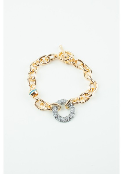 Zirkon Taşlı Halka Detay Gold Bileklik fiyatları