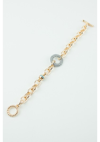 Zirkon Taşlı Halka Detay Gold Bileklik modelleri