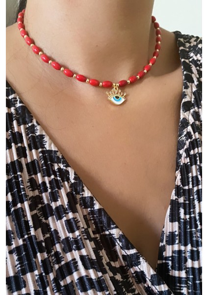 Göz Figürlü Doğaltaş Kolye