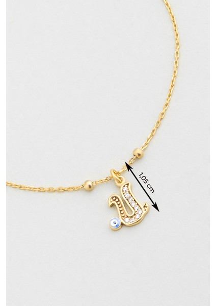 U Harfi 18 Ayar Sarı Altın Kaplama 19 cm Gümüş Nazar Bileklik modelleri