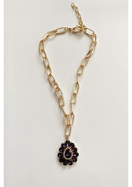 Mor Yakut Görünümlü Gold Kolye fırsatları