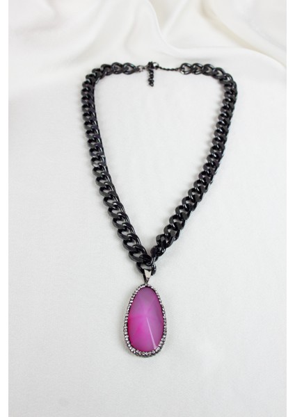 Doğal Taş Siyah Zincir Kolye fırsatları