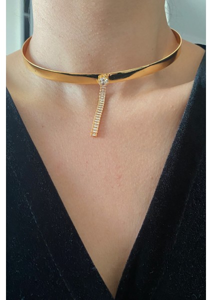 Baget Taşlı Tasma Choker Kolye