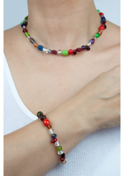 Çok Renkli Kolye Bileklik Set
