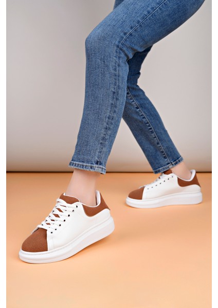 LC109 Beyaz Taba Süet Kadın Sneaker fiyatları