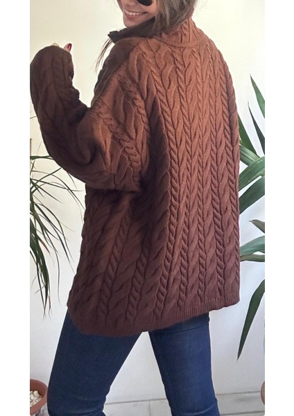 Kadın Kahverengi Örgü Kazak fiyatları