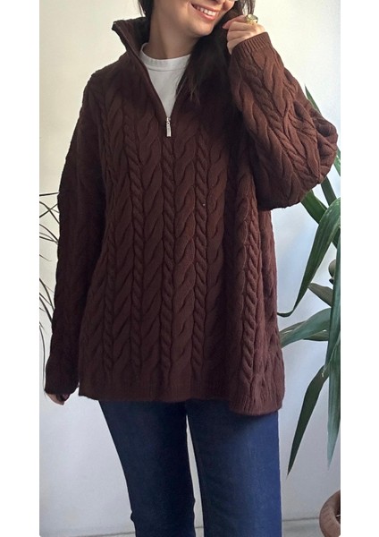 Kadın Kahverengi Örgü Kazak fırsatları