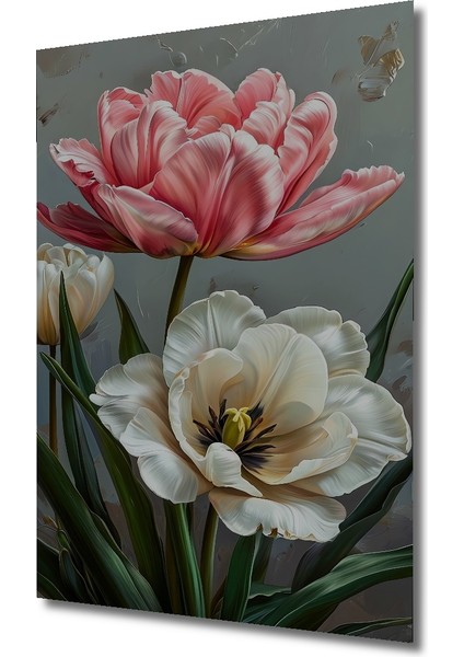 Romantik Lale Bahçesi Yağlı Boya Görünümlü Dekoratif Ahşap Tablo Dikdörtgen Tablo modelleri