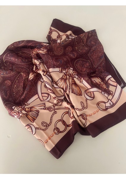 70X180 Bordo Desenli Saten Fular Şal fiyatları