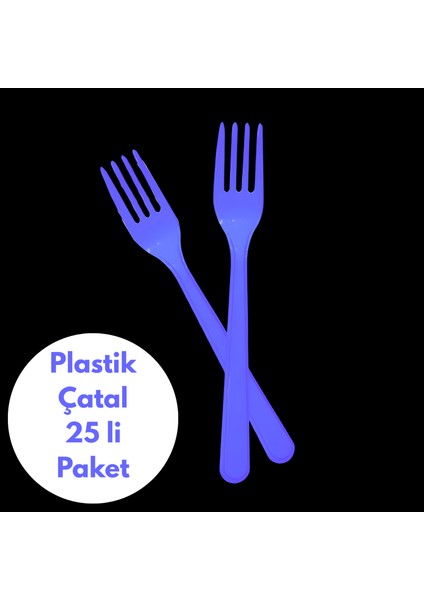 Mor Renkli Plastik Çatal 25 Li Paket