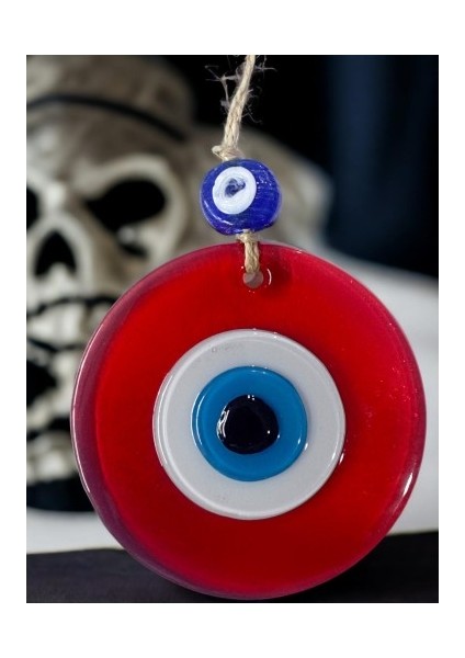 Şeffaf Kırmızı Nazar Boncuklu Duvar Süsü 10 cm Cam Duvar Dekoru fırsatları