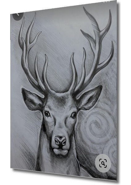 Geyik Kara Kalem Görünümlü Ahşap Dekoratif Tablo Dikdörtgen Tablo modelleri