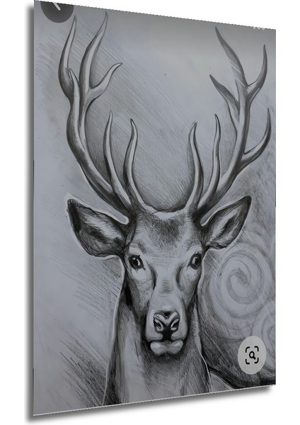 Geyik Kara Kalem Görünümlü Ahşap Dekoratif Tablo Dikdörtgen Tablo fırsatları