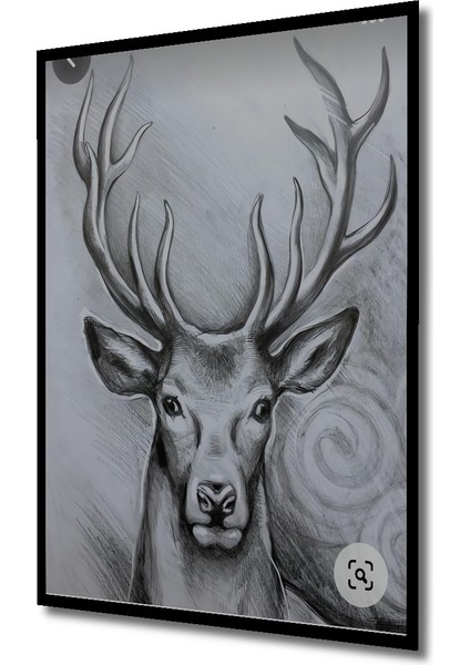 Geyik Kara Kalem Görünümlü Ahşap Dekoratif Tablo Dikdörtgen Tablo indirimleri