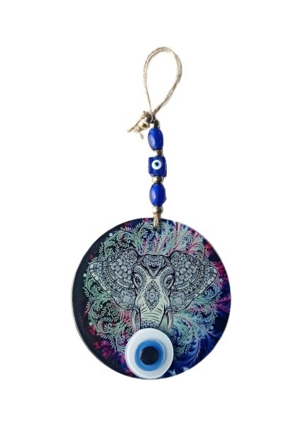 Fil Figürlü Nazar Boncuklu Füzyon Cam Duvar Süsü fiyatları