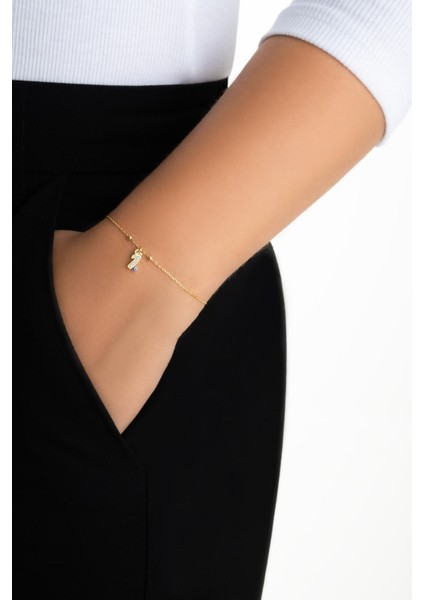 I Harfi 18 Ayar Sarı Altın Kaplama 19 cm Gümüş Nazar Bileklik fırsatları