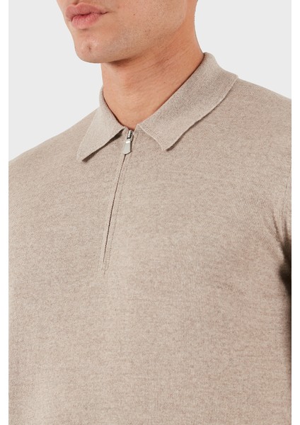 % 100 Yün Regular Fit Yarım Fermuarlı Polo Yaka Kazak Erkek Polo Yaka Kazak 55125 14290 018 indirimleri