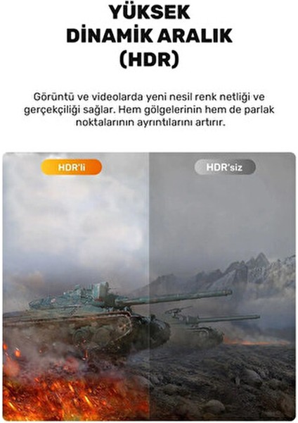 Ultra Hdtv 8k Yüksek Hızlı 1,8 Metre HDMI Kablosu 8k 60Hz, 4K 120Hz, 7680P Hdr 2.1V 48GBS fiyatları