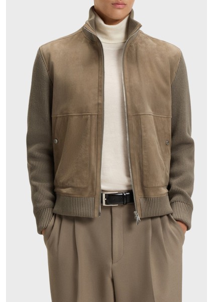 Regular Fit Dik Yaka Pamuk Karışımlı Kollu Süet Mont Erkek Mont 50547673 245