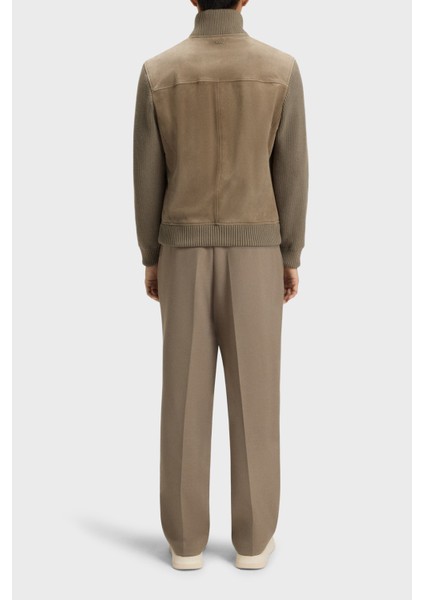 Regular Fit Dik Yaka Pamuk Karışımlı Kollu Süet Mont Erkek Mont 50547673 245 modelleri