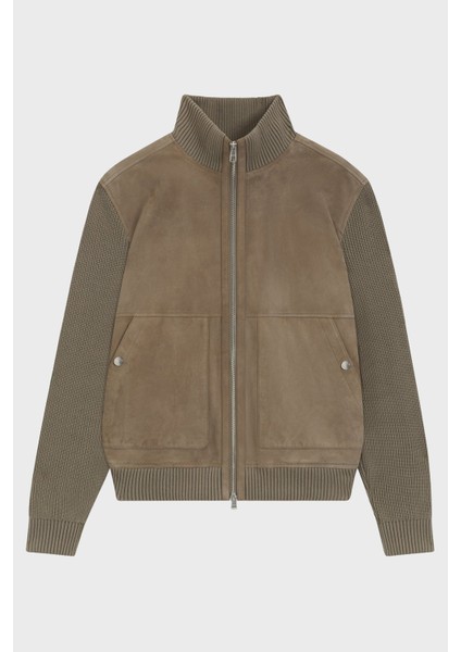 Regular Fit Dik Yaka Pamuk Karışımlı Kollu Süet Mont Erkek Mont 50547673 245