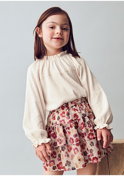 Kırmızı Kız Çocuk Katlı Etek 4902