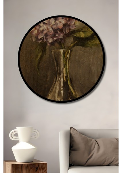 Romantik Yağlı Boya Görünümlü Ortanca Çiçeği Dekoratif Ahşap Tablo Yuvarlak Tablo fiyatları
