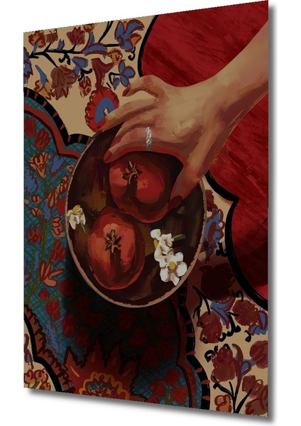 Nar ve Zarafet Yağlı Boya Görünümlü Ahşap Dekoratif Tablo Dikdörtgen Tablo modelleri