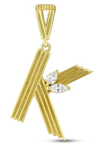 Altın K Harf Kolye Ucu - 14K