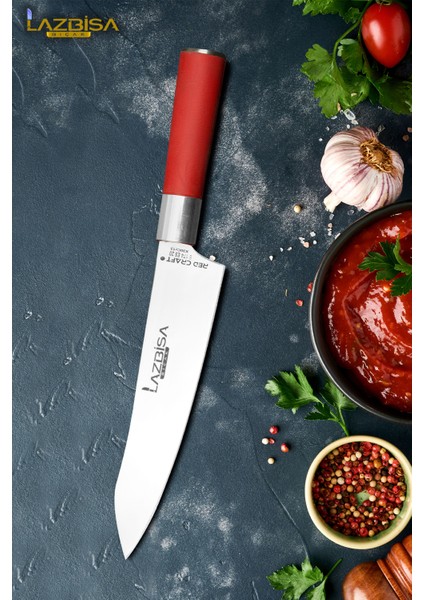Red Craft Serisi Mutfak Bıçak Kiritsuke Şef Bıçağı Et Ekmek Sebze Salata Şef Bıçağı Hds-42
