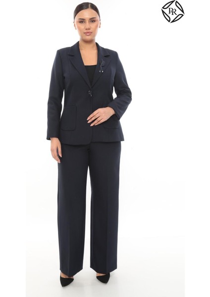 Kadın Rahat Kesim Astarlı Kolsuz Blazer Ceket Pantolon Takım Elbise