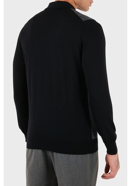 Desenli Yün ve Pamuk Karışımlı Slim Fit Yarım Fermuarlı Polo Yaka Kazak Erkek Kazak 57137 13126 099 fiyatları