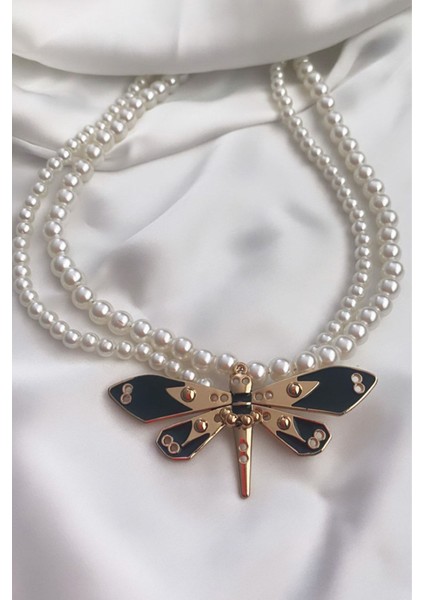 Yusufçuk Figürlü Çift Sıralı Inci Kolye fiyatları