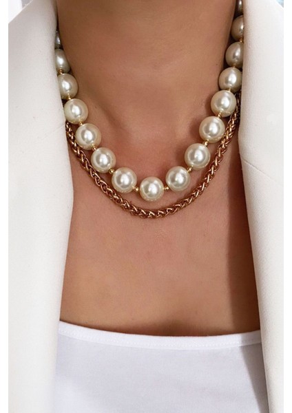 Çift Sıralı Büyük Inci Kolye