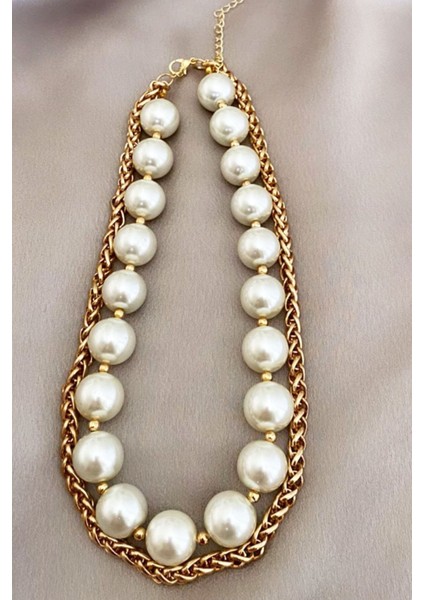 Çift Sıralı Büyük Inci Kolye fiyatları