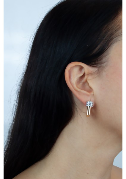 Altın Kaplama, Zirkon Taşlı Klipsli Tasarım Küpe modelleri