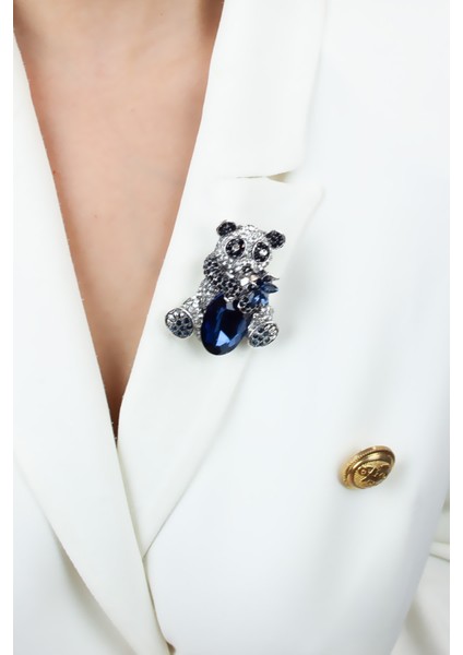 Zirkon Taşlı Panda Figür Broş fiyatları