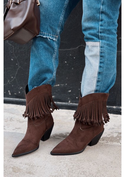 Iserne Kadın Kovboy Bot Acıkahve Süet Püsküllü fırsatları