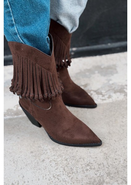 Iserne Kadın Kovboy Bot Acıkahve Süet Püsküllü indirimleri