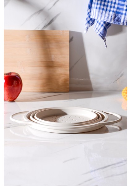 Flow Katlanabilir Isıya Dayanıklı Silikon Süzgeç 23 cm | Krem modelleri