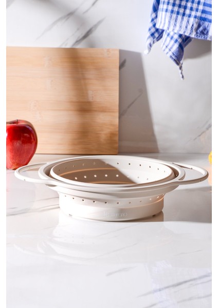 Flow Katlanabilir Isıya Dayanıklı Silikon Süzgeç 23 cm | Krem indirimleri