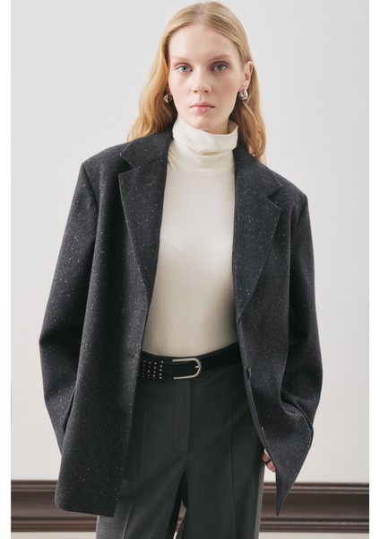 Norrıs Yün Blazer Ceket Dark Grey Melange fırsatları