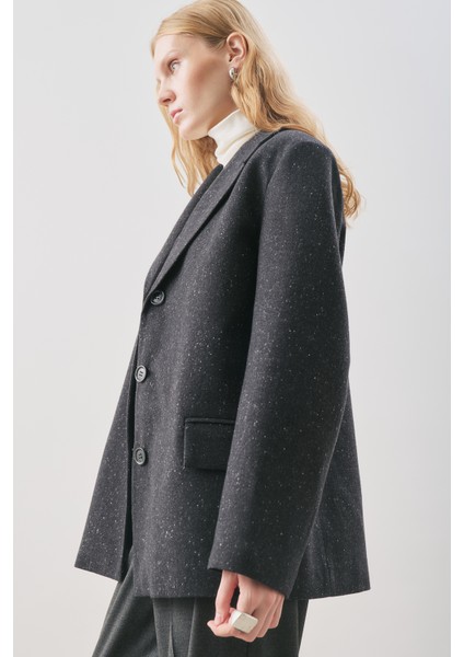 Norrıs Yün Blazer Ceket Dark Grey Melange