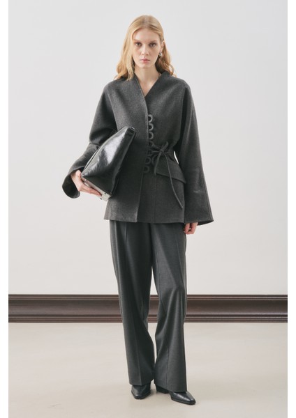 Aroa Bağlamalı Kaşe Ceket Antrasit fiyatları