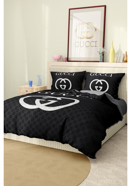 Nevresim Takımı Çift Kişilik Pamuklu Saten Kumaş 6 Parça 3D Dijital Baskı Duvet Cover Set Model No: