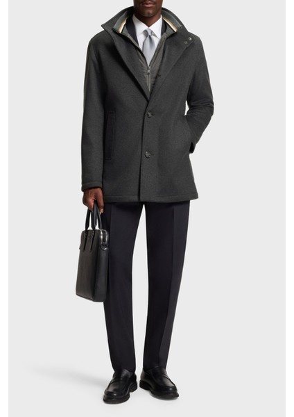 Yün ve Kaşmir Karışımlı Relaxed Fit Dik Yaka Kaban Erkek Kaban 50549193 030 fiyatları